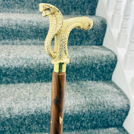 

Working Style Cobra Head Handle Wooden Walking Stick Cane London Seller
