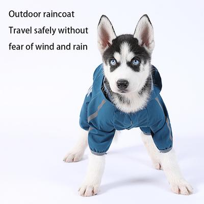 New Pet Raincoat, Hooded Big Dog Poncho Waterproof Reflective Dog Raincoat Pet Clothes