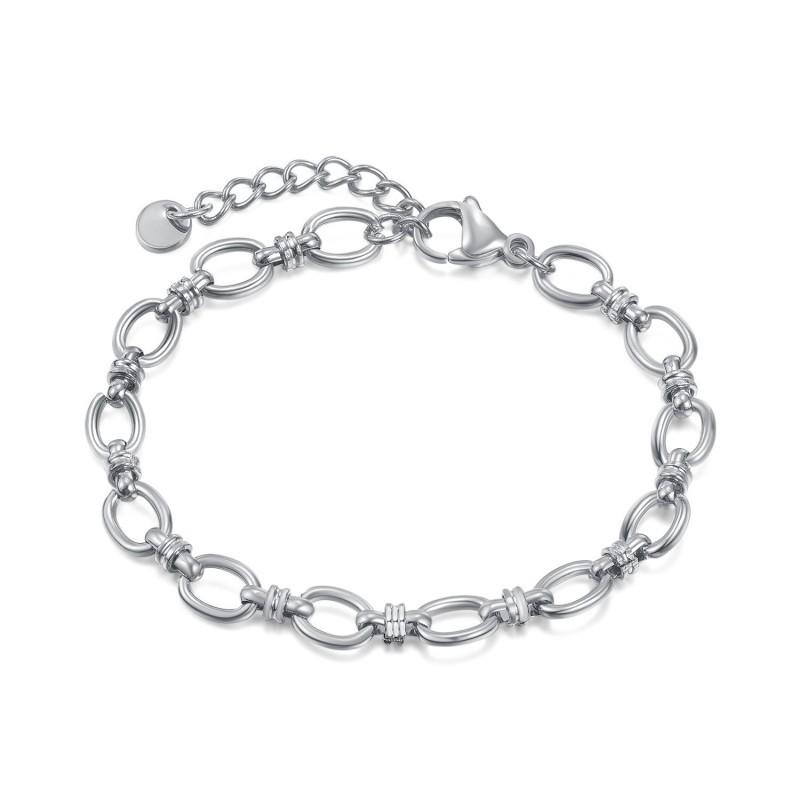 European American Fashion Bracelet Women s Stainless Steel Simple Versatile Plain Chain Splicing Commuting Style Titanium