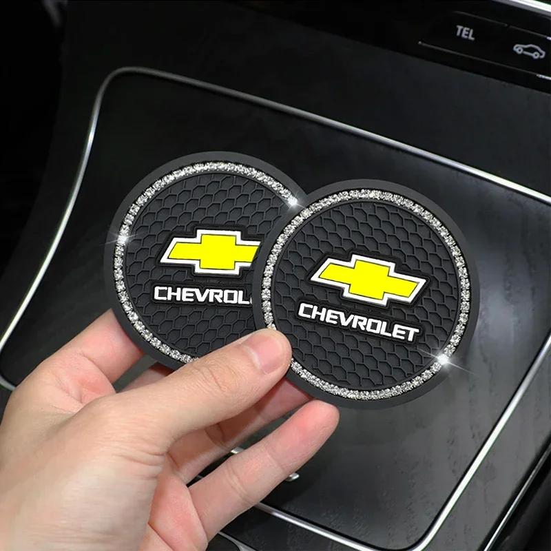 1/2Pcs Diamond-studded Car Coaster Cup Holder Anti-skid Pad For Chevrolet Cruze Lacetti Captiva SS Z71 Equinox Trax Impala Spar