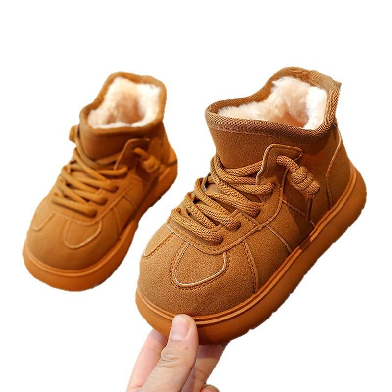 Boys' snow boots, new winter model, fleece-lined, non-slip, children's large cotton shoes, boys' warm short cotton boots for the Northeast
