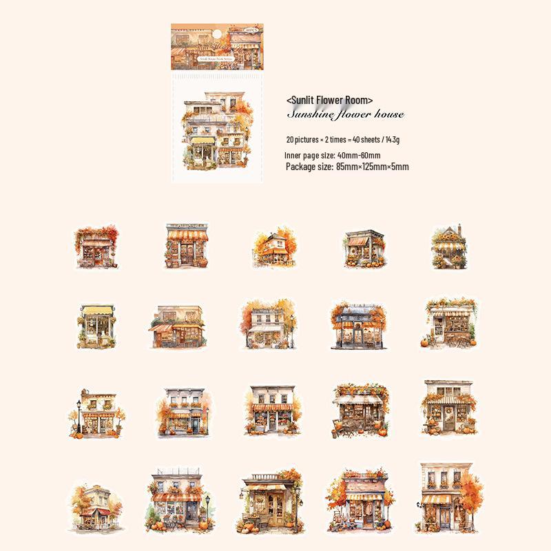 Sugar Poetry PET Sticker Pack: Retro Bakery & Flower Shop Scenery for DIY Journal Decoration