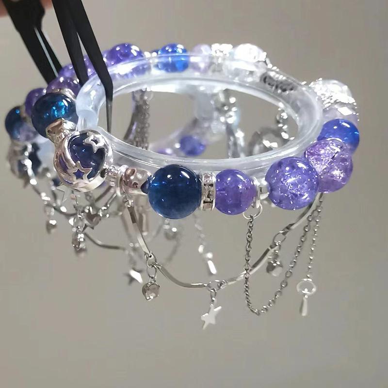 Simple  Women First Grade Lawyer Interstellar Purple Bracelet Tassel Beaded Bracelet Jewelry Gift