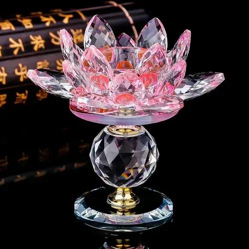 Household Colorful Crystal Lotus Candlestick, Butter Lamp Holder, Buddha Offering Lamp, Interior Decoration, Buddha Hall, Prayer