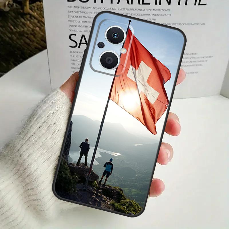 Switzerland Swiss Flag Case For OPPO Reno 12F 13F 14F 10 11 12 13 14 Pro 8T 7 8 Lite OPPO Find X6 X5 X8 X9 Pro Cover