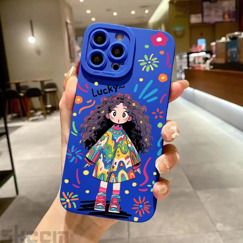 Cute Cartoon Little Girl Printed Silicone Case For Samsung Galaxy S25 Ultra S24 Plus S23 S22 S21 S20 FE A55 A54 A15 A35 Cover
