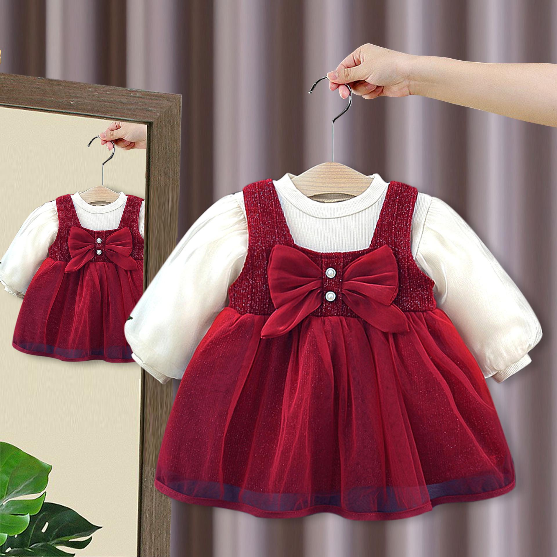 

Платье принцессы для девочки, комплект из двух предметов, детское платье-жилет, базовый комплект 100 красный