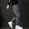 Winter Men Thick Warm Corduroy Sweatpants Men Cargo  Pants Color Matching Fleece Liner Elastic Waist Big Pocket Trousers Loose Sports Harem Pants