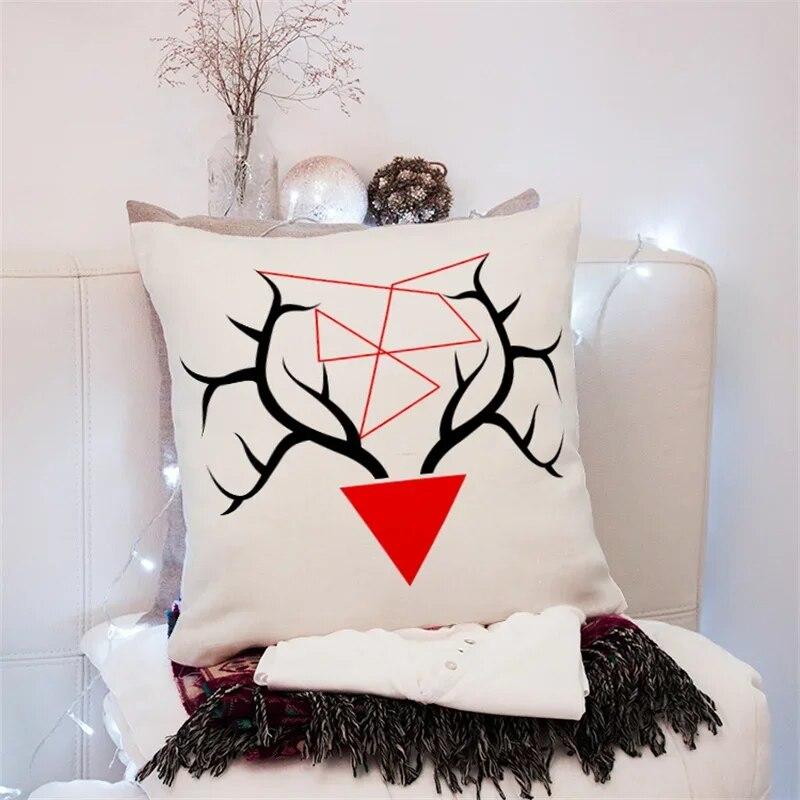 45x45cm Creative Geometric Elk Pillowcase Living Room Sofa Office Seat Car Cushion Cover  Ornament Home Decoration