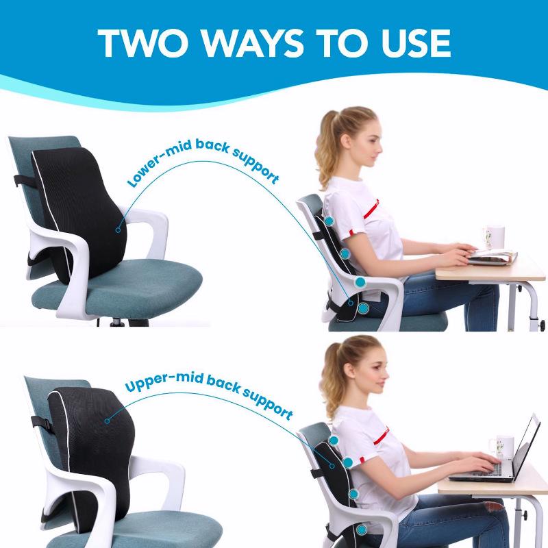 Ergonomic Memory Foam Lumbar Support Cushion for Office Chair, Car, and Wheelchair.