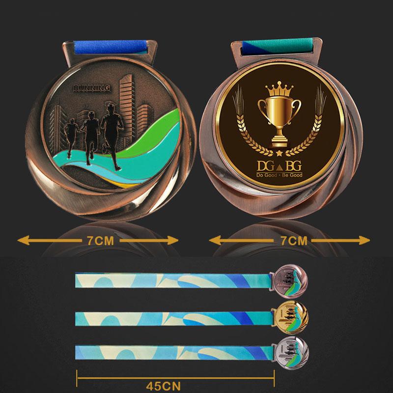 Running Runner Gold Medals Trophy Award With Neck Ribbons Express Medal Various Souvenir School Sports Prize Gift Custom Made