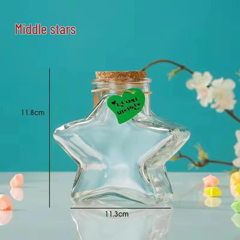 DIY Cork Star Wishing Drift Bottle - Clear Glass Ocean Lucky Star Bottle