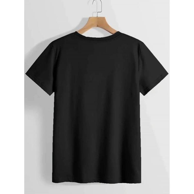 European Size Women's Black Pattern T-shirt-"Today Is a Good Day To Teach Little Humans", Soft and Breathable Casual Top, Exclusive Summer Daily Wear