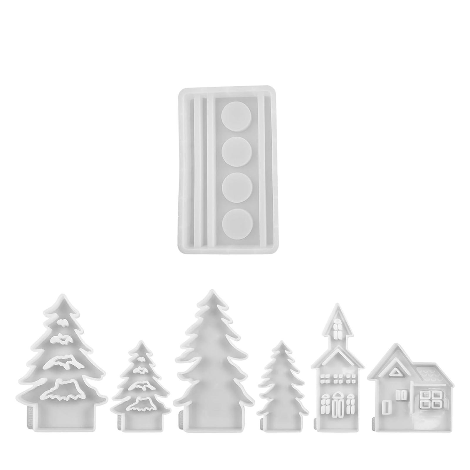 

Silicone Mould Christmas Set, 7 Pieces Silicone Mould House Christmas Tree Candle Holder, Silicone Moulds Casting Moulds Christmas One Size