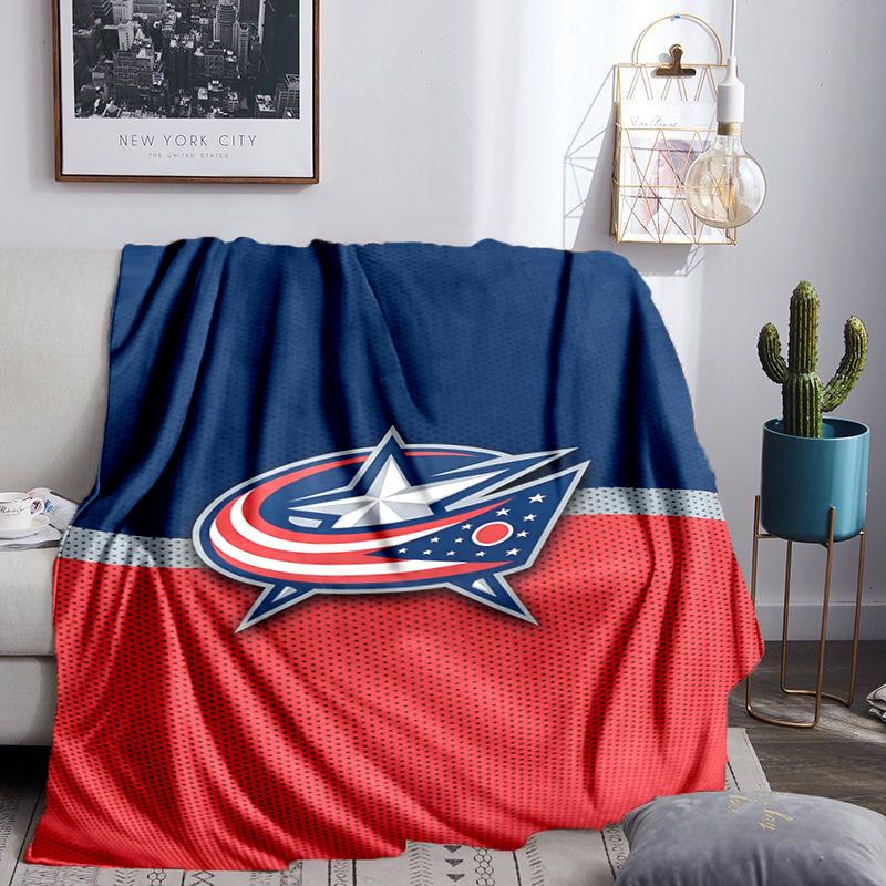 Columbus Blue Jackets Logo Throws Blanket Flannel Blankets Plush for Couch Bed Gifts for Men Women Travel picnic blanket Christmas fan gifts