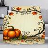 1pc Cooling Blanket Soft Flannel Plush Throw with Vintage Autumn Botanical Border, Swirling Vines And Pumpkins, Warm Fall Decor for Cozy Comfort Perfe