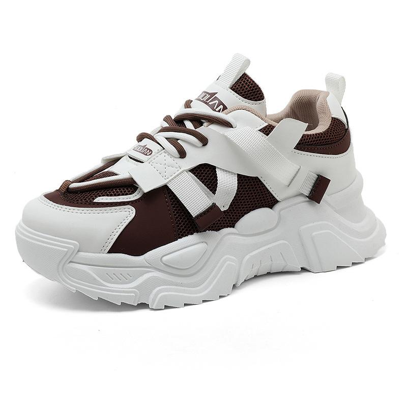 ZYCK New Sports Shoes Color Matching Thick-soled Student Leather Heightening Shoes