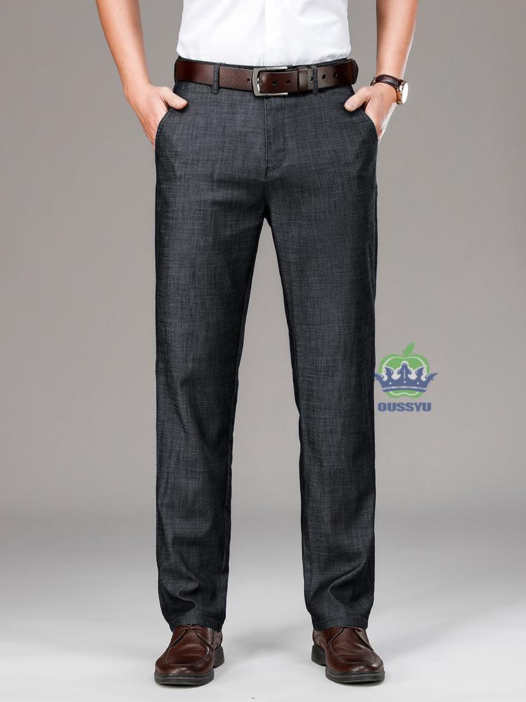 Brand Clothing Luxury Lyocell Fabric Men's Jeans Classic Business Straight Denim Pants Work Office Trousers Male Plus Size 40 42