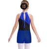 Girls Sleeveless Rhinestones Decorated Patchwork Leotard Hair Band V Front Waistband Shorts Gymnastics Training Dance Set