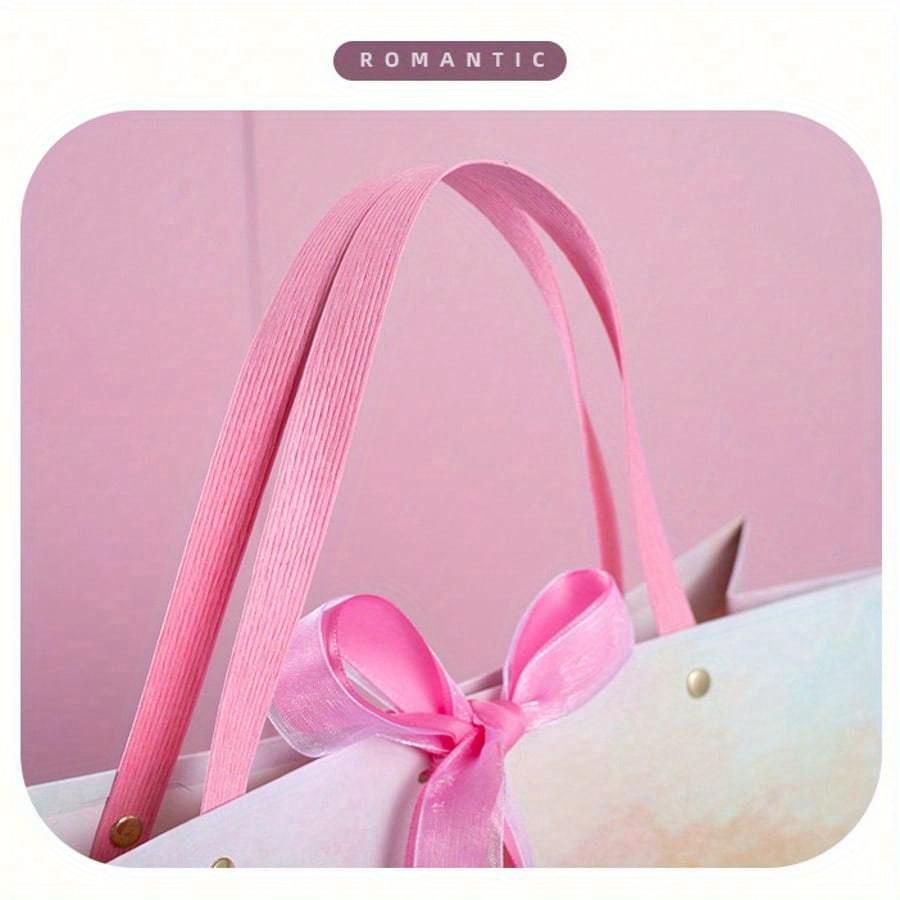 Large Gift Bags, 1PC Gift Bag With Ribbon, Portable Paper Gift Bag With Handles, Birthday Gift Bags, Present Bags For Wedding Party Valentine Day