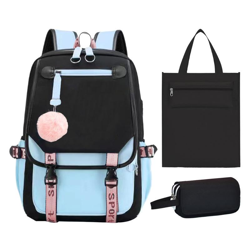 Printing College Style Backpack, High-capacity Schoolbag for Primary and Secondary School Students, Three-piece Set