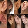 Conjunto Delicado de Brincos Pequenos Empilháveis Banhados a Ouro 14k com Zircônia para Mulheres Joias de Argola Huggie para Múltiplos Piercings na Cartilagem
