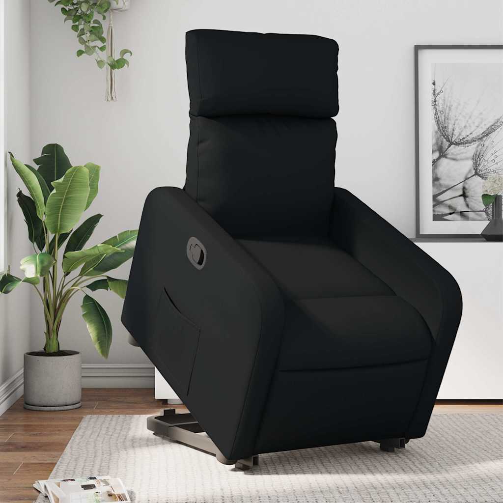 Recliner with Rising Aid Black Artificial Leather
