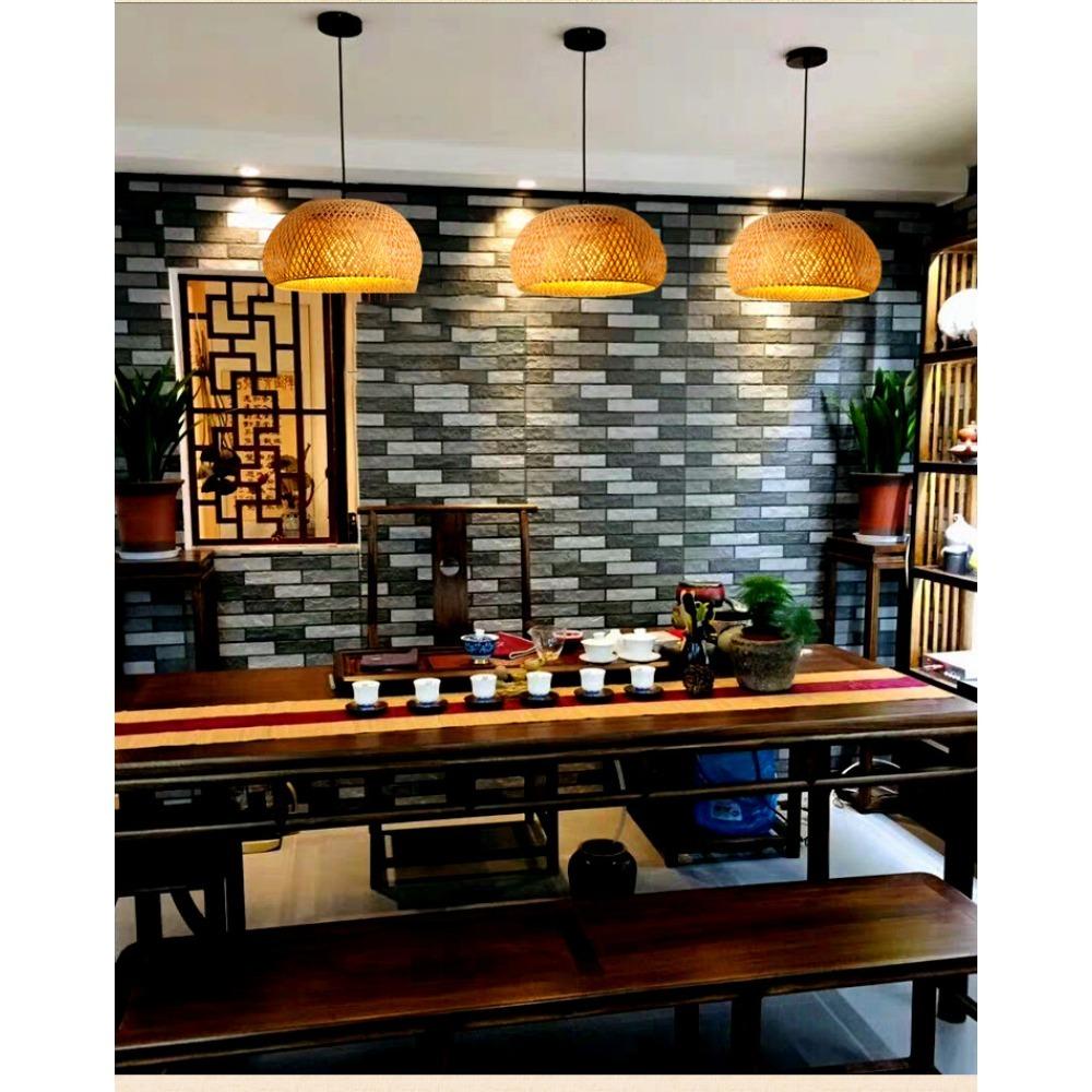 Handmade Bamboo Woven Chandelier Lamp Nest Straw Hat Bamboo Woven Pendant Lamp Balcony Restaurant Retro Lighting Fixture
