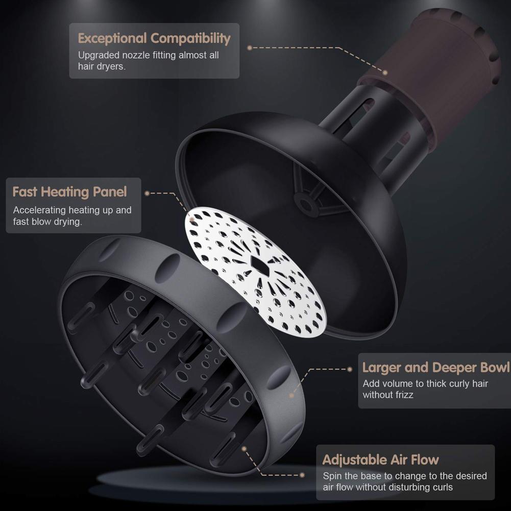 Professional Hair Dryer Diffuser Hairdressing Blower Diffuser Wind Cover Black