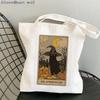 Kadın Alışveriş çantası Balık kedi Tarot Baskılı Kawaii Çanta Harajuku Alışveriş Kanvas Alışveriş Çantası kız çanta Tote Omuz Bayan Çantası