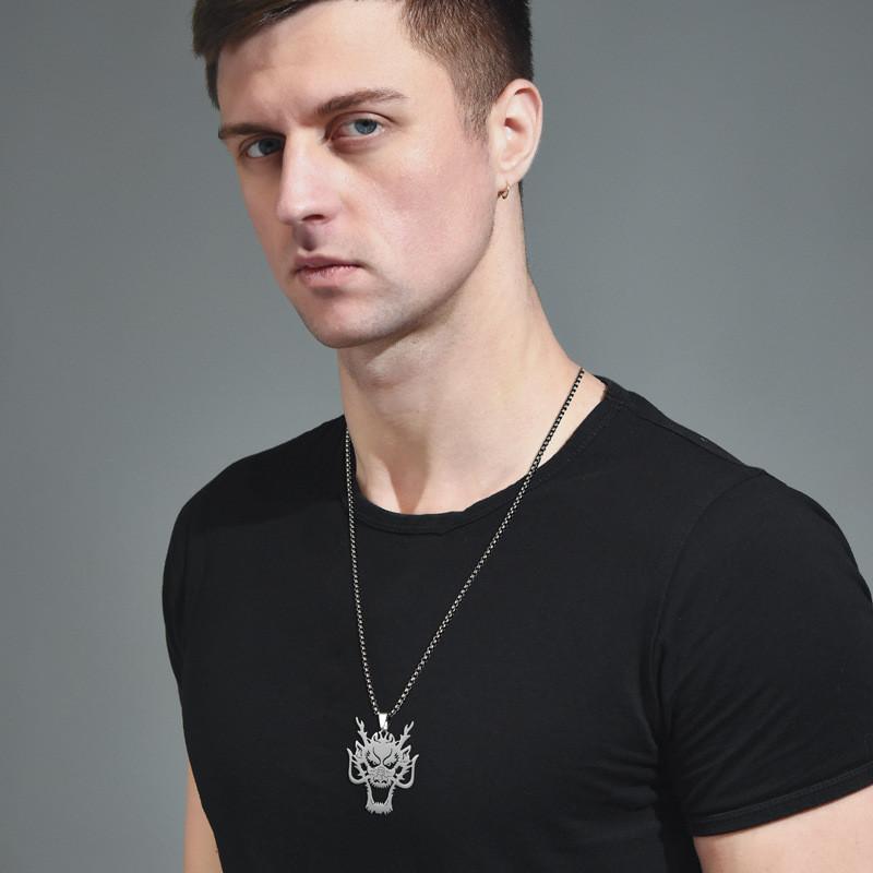 Stylish Titanium Steel Dragon Head Pendant Necklace For Men And Women Fashionable 2024 Trendy Long Chain