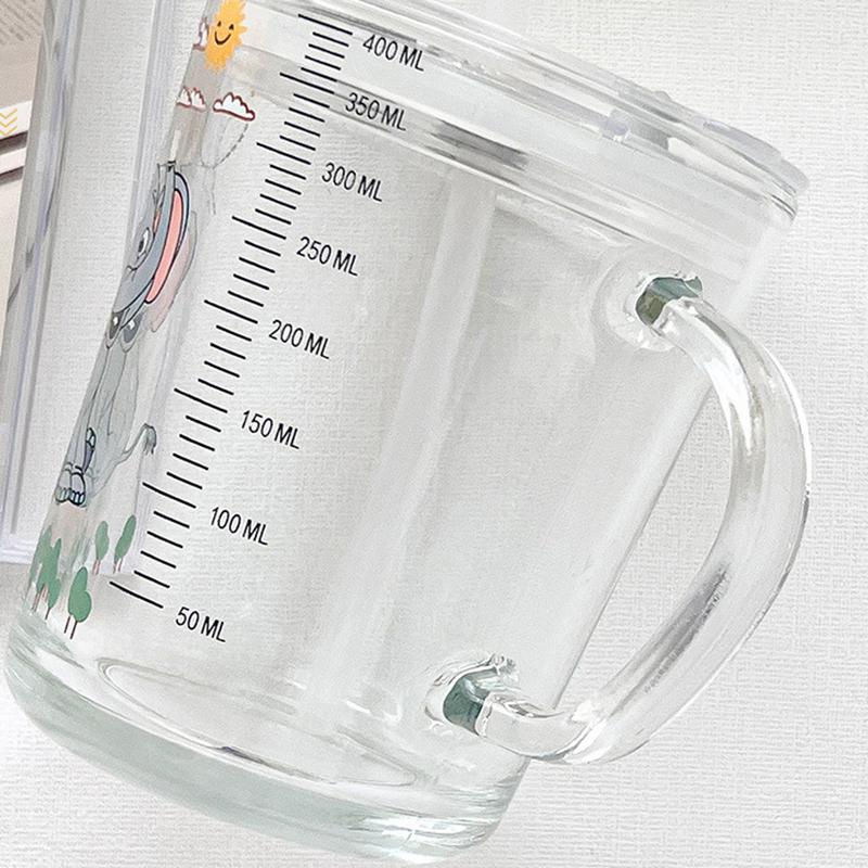 Kids Straw Cup With Lid And Handle Cute Glass Tumbler Baby Feeding Water Bottle Cartoon Glass Cup For Kids Drinkw