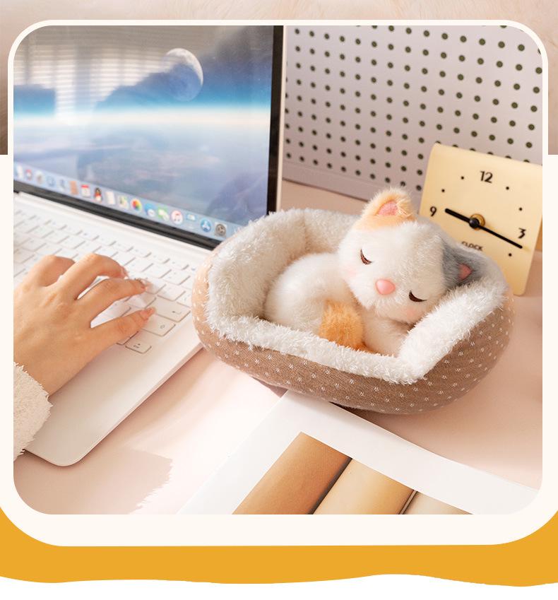 Calico Cat Lamb Nap Nest Plush Toy - Cute and Healing Desk Companion Doll