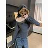 Women's Slim Fit Lace Splicing Long Sleeve Top for Autumn/Winter