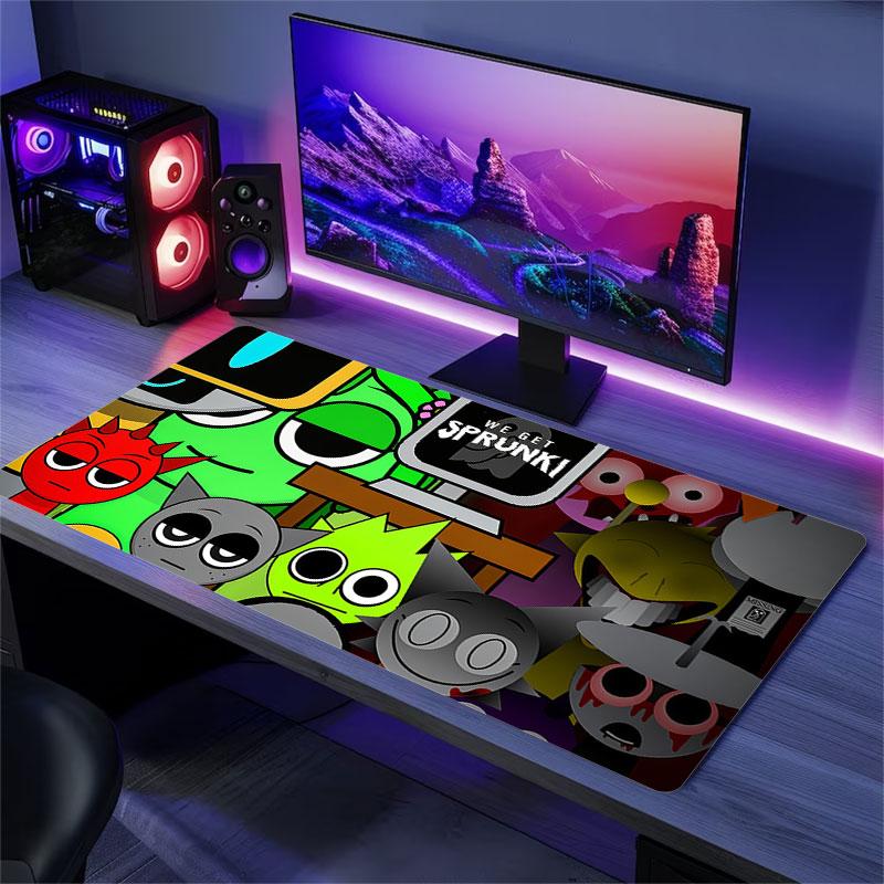 Tappetino per Mouse Sprunki, Tappetino da Scrivania XXL per Gaming, Mousepad Antiscivolo XXL per Laptop e Tablet, Tappetino per Mini PC con Bordi Cuciti
