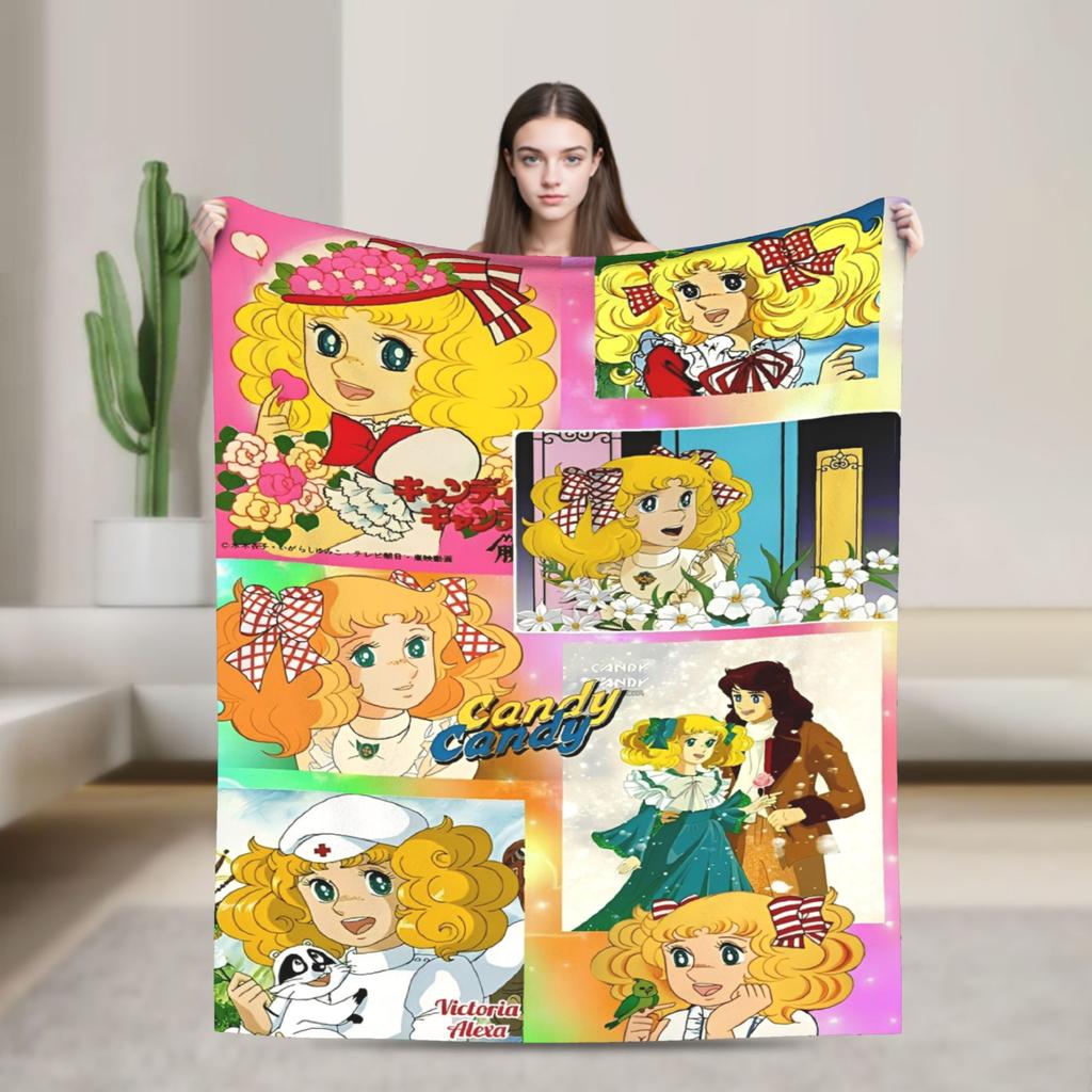 Candy Candy And Terry Anime Blanket  Warm Soft Funny Plush Bedding Throws For Couch Bed Travel Flannel Bedspread Bed Cover