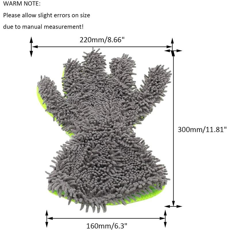 Waterproof Car Wash Mitt Scratch Free 5-Finger Microfiber Interior Exterior Cleaning Gloves Car Chenille for Cleaning Wheel