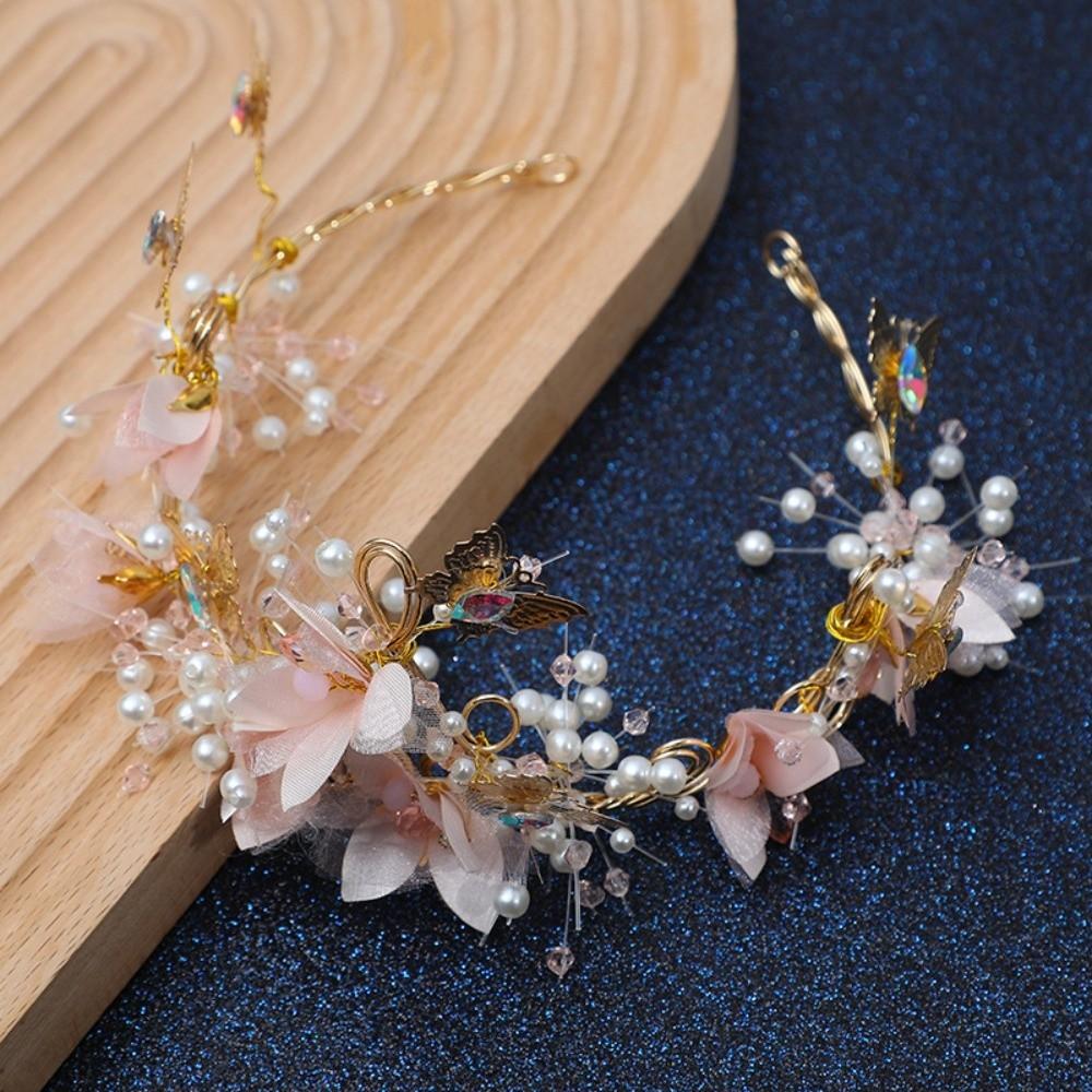 Elegant Pink Floral Crown Vintage Princess Rhinestone Tiara  Photography Props