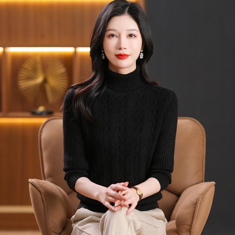 SNOWFLYING Women's Thickened High-Neck Ribbed Sweater