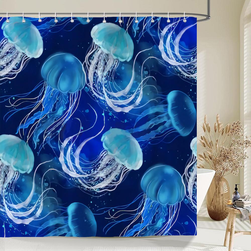 1 Pack Cartoon Turtle,Dolphin,Whale Printing Shower Curtain Partition Bathroom Curtain With Hooks Home Decorative Curtain