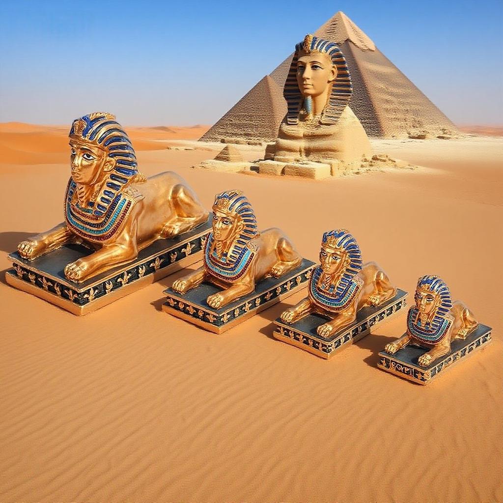 Ancient Egypt Sphinx Pharaoh Ornament Resin Statue Handicraft Souvenir Gift Museum Mysterious Mummy Decoration