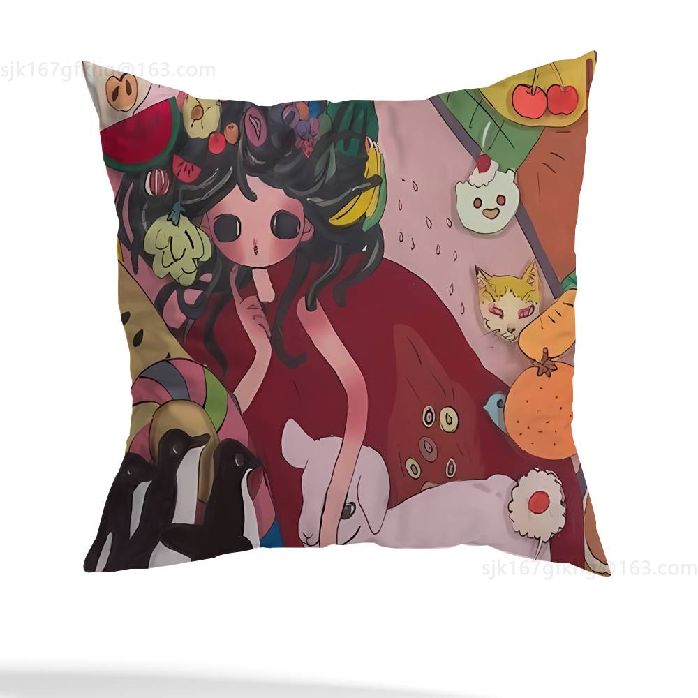 Aya Takano Pillow Case Sofa Living Room Bedroom Headboard Backrest Cushion Square Cushion Nap Time