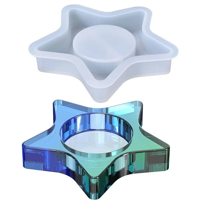 Fünfzackiger Stern Silikon Mal Kerzenhalter Kerzenständer Epoxidharzform Kerzenhalter Epoxidform DIY Kerzenhalter Silikonform