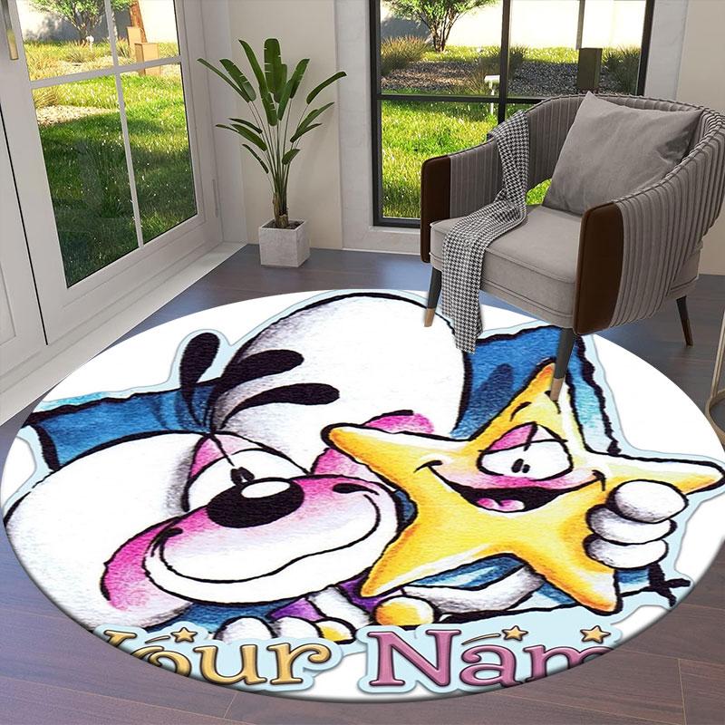 Diddl Custom Name Round Area Rug,Carpet Rug for Living Room Bedroom Sofa Playroom Decor,Non-slip Floor Mat