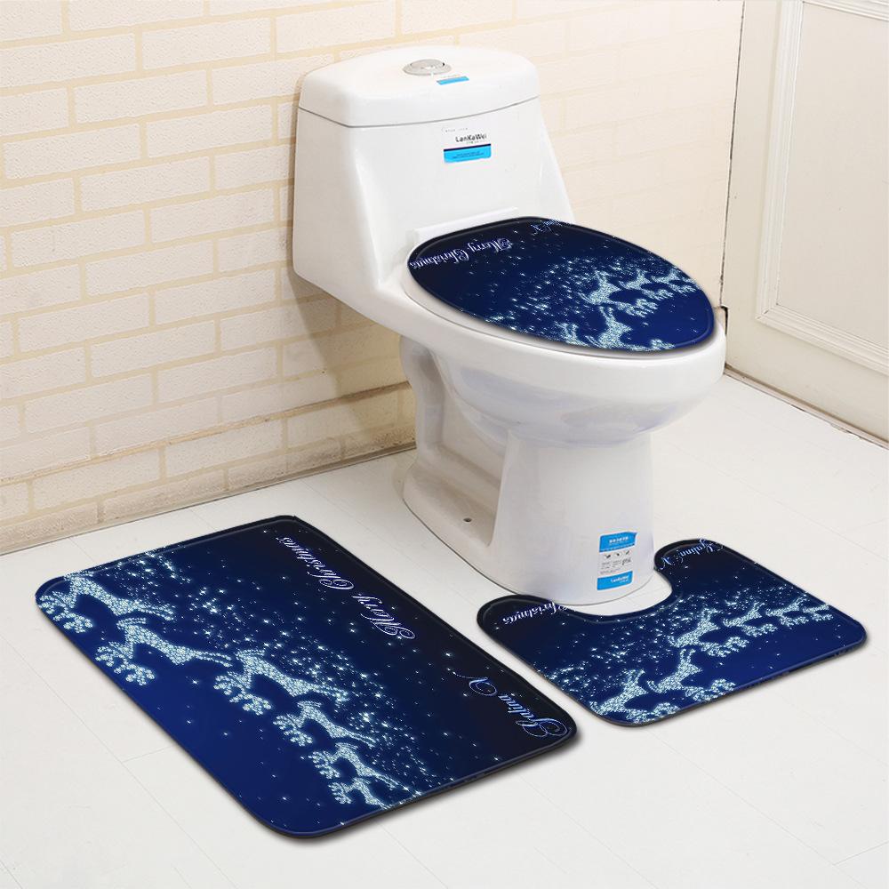 Christmas Bathroom Floor Mat Toilet Three-Piece Set