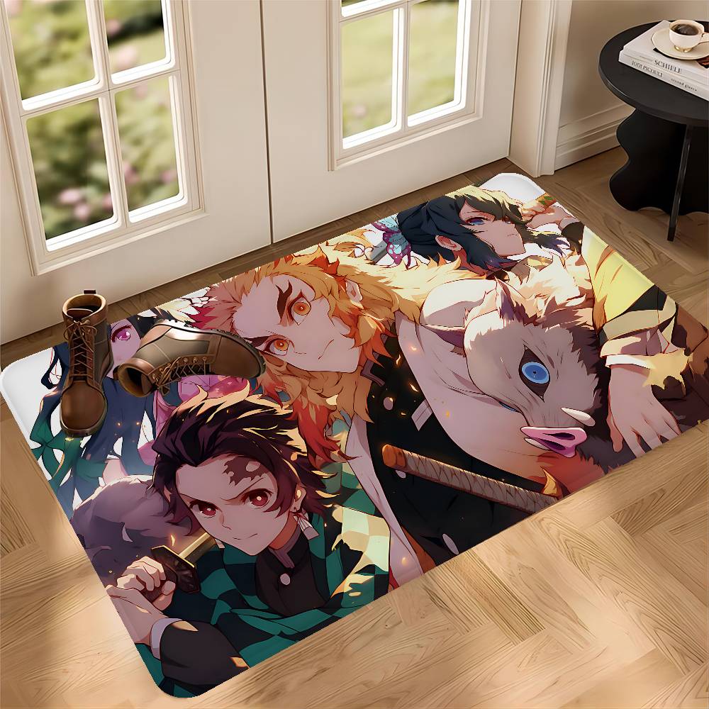 Demon Slayer Entrance Door Mat Rectangle Anti-slip Home Soft Badmat Front Door Indoor Outdoor Mat Toilet Rug