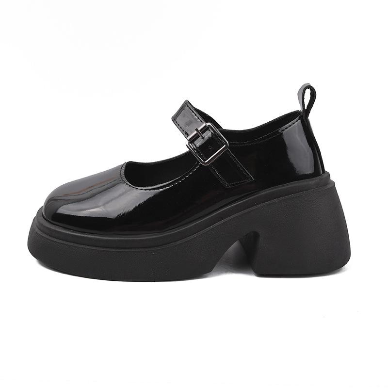 Height-increasing Mary Jane retro platform shoes women's 2025 new British casual fashion round head thick heel light mouth small leather shoes