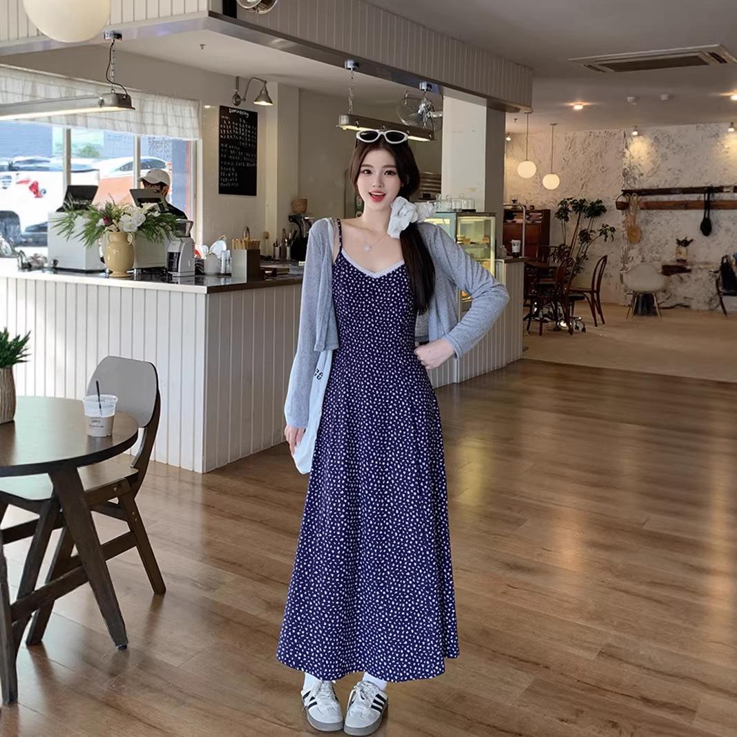 Spring/Summer 2026 Plus Size Women s Floral Camisole Dress & Knit Cardigan Set XL
