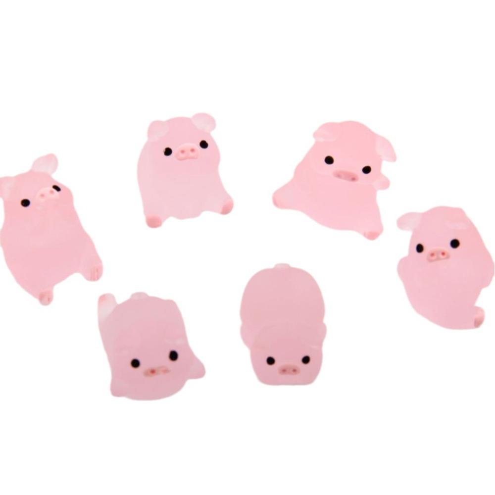 20pcs Luminous Mini Ornament Glowing Microlandscape Decoration Pink Piggy Doll Toy  Doll House Decor