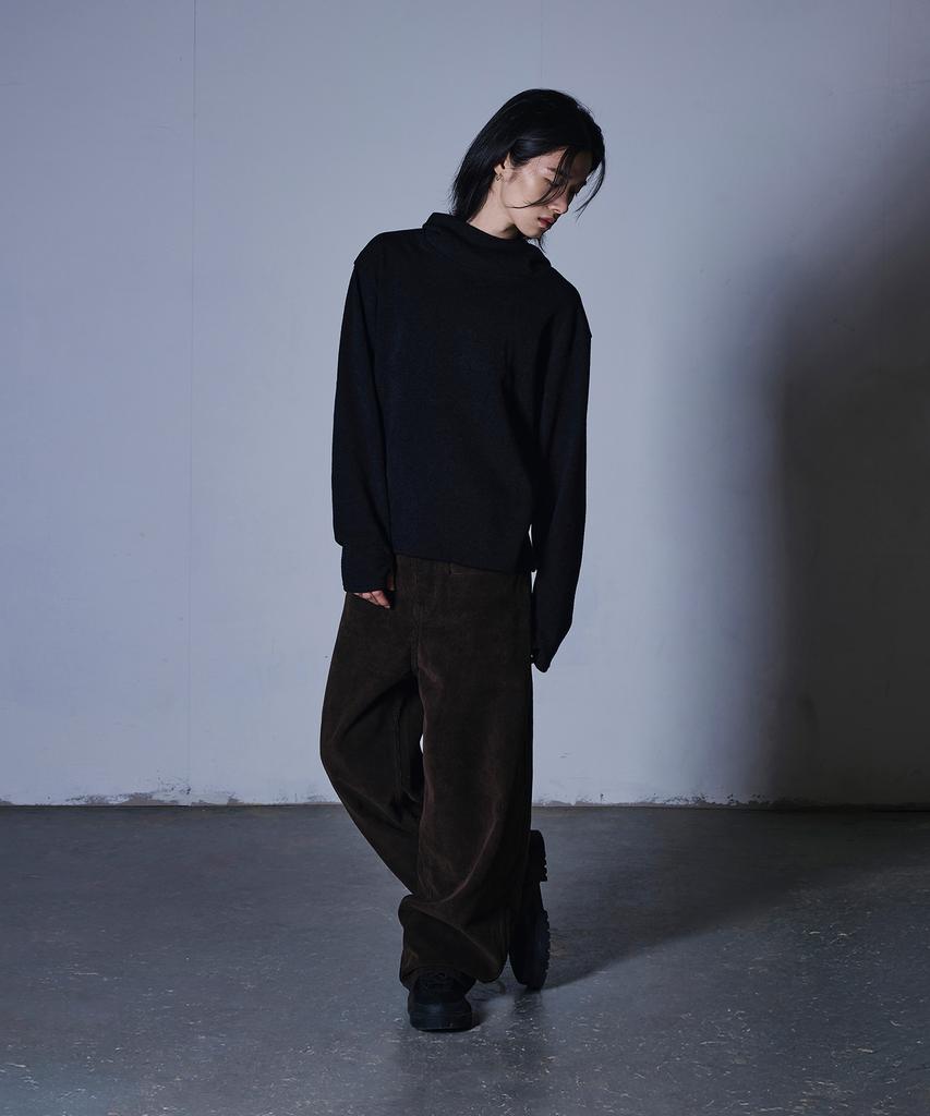 Seukeulaeteulpigsel Corduroy Front Pocket Curved Pants [Brown]